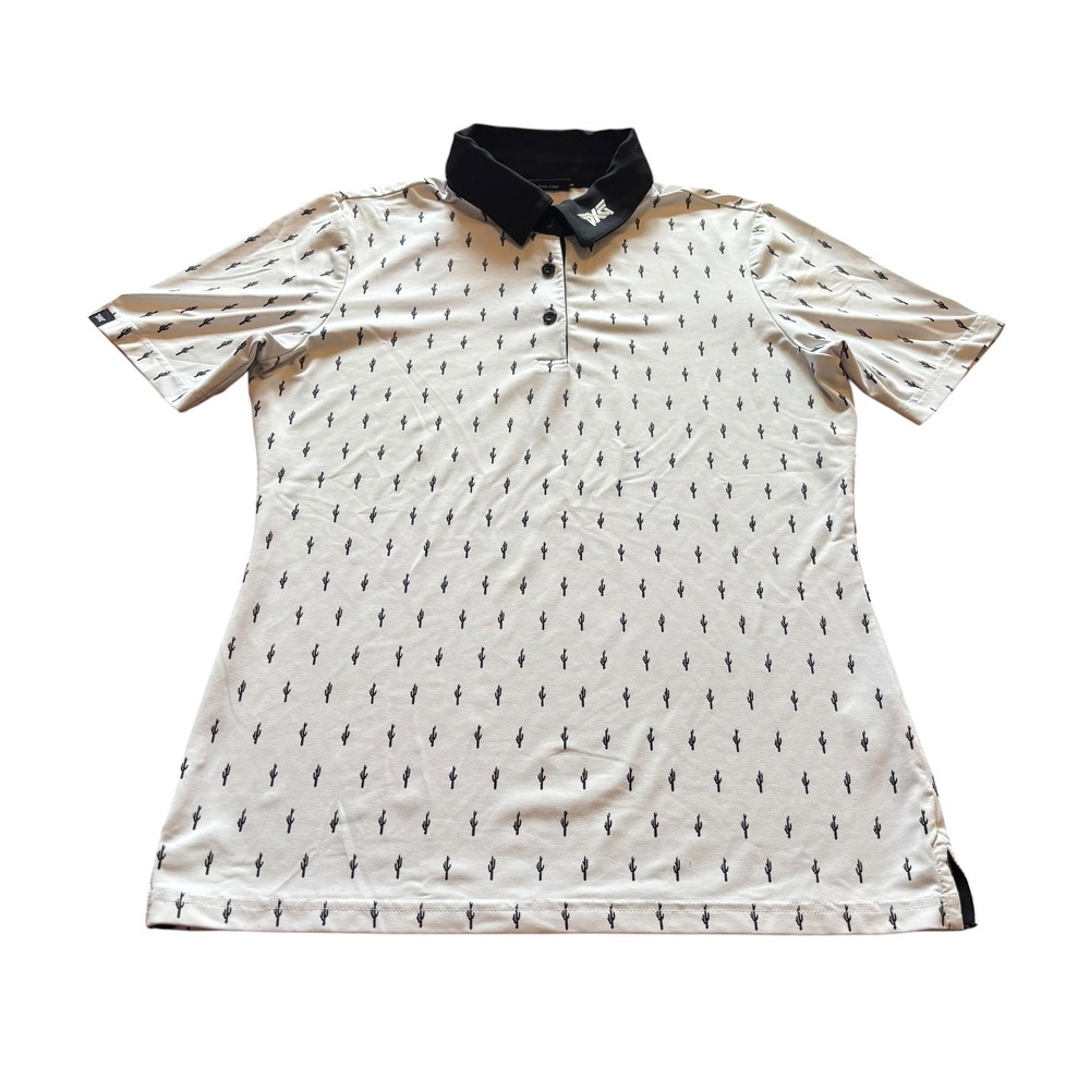PXG Womens Cactus White Black Golf Polo Shirt Short Sleeve Size Small S
